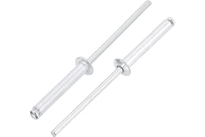 uxcell 100Pcs 1/8" x3/4" Aluminum Blind Rivets, Aluminum Grip and Steel Mandrel, Dome Head Long Split Rivets for Metal, Furni