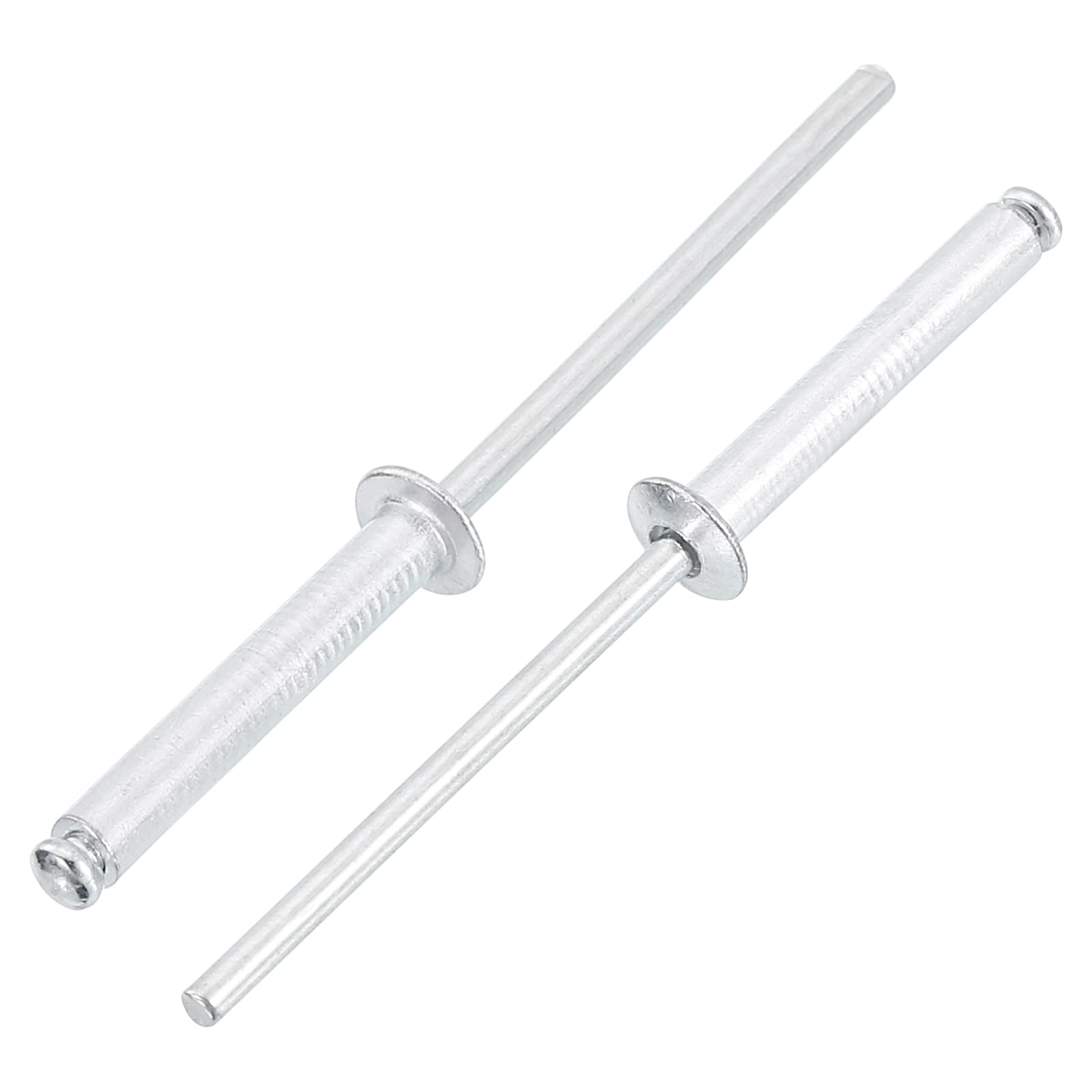 Photo 1 of uxcell 50Pcs 1/8" x3/4" Aluminum Blind Rivets, Aluminum Grip and Steel Mandrel, Dome Head Long Split Rivets for Metal, Furniture, Automotive, Silver