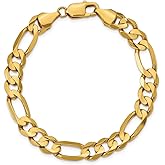 Auriga Fine Jewelry 14K Yellow Gold 8.75mm Concave Open Figaro with Lobster Clasp Bracelet