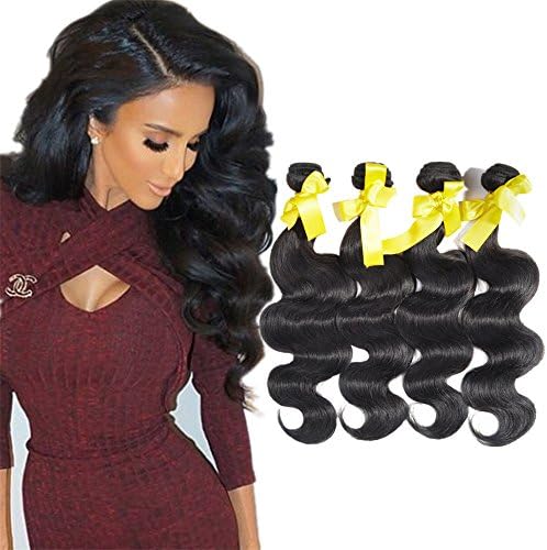 Halo Lady Hair 8A 100% Unprocessed Virgin Human Hair Extensions Weft 4 Bundles 10-30inch Brazilian Virgin Human hair Body wave(18inch 20inch 22inch 22inch)