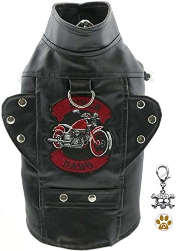 dog leather biker vest