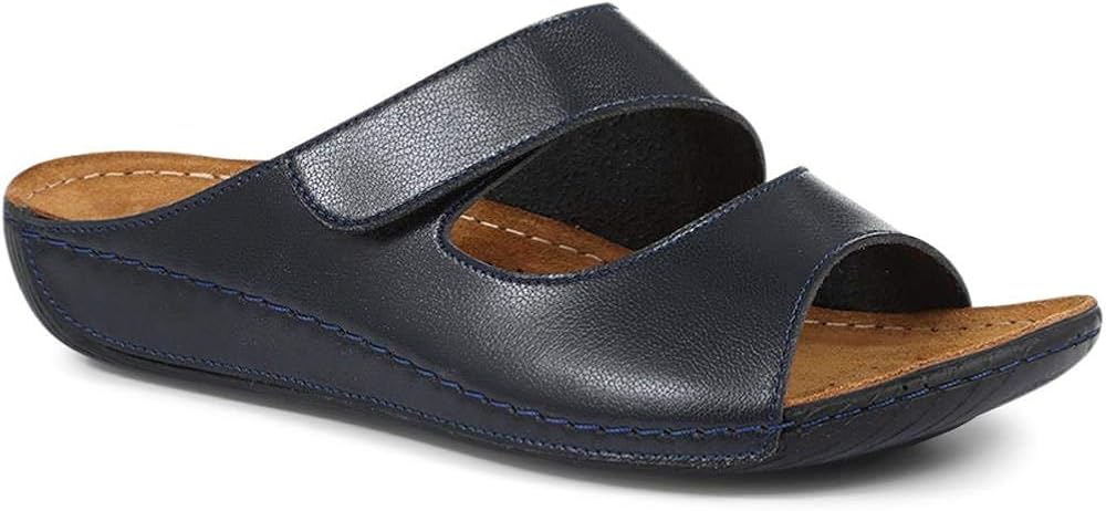 Amazon.com | Pavers Wide Fit Adjustable Leather Mules 317 801 - Navy Size 6 UK | Mules & Clogs