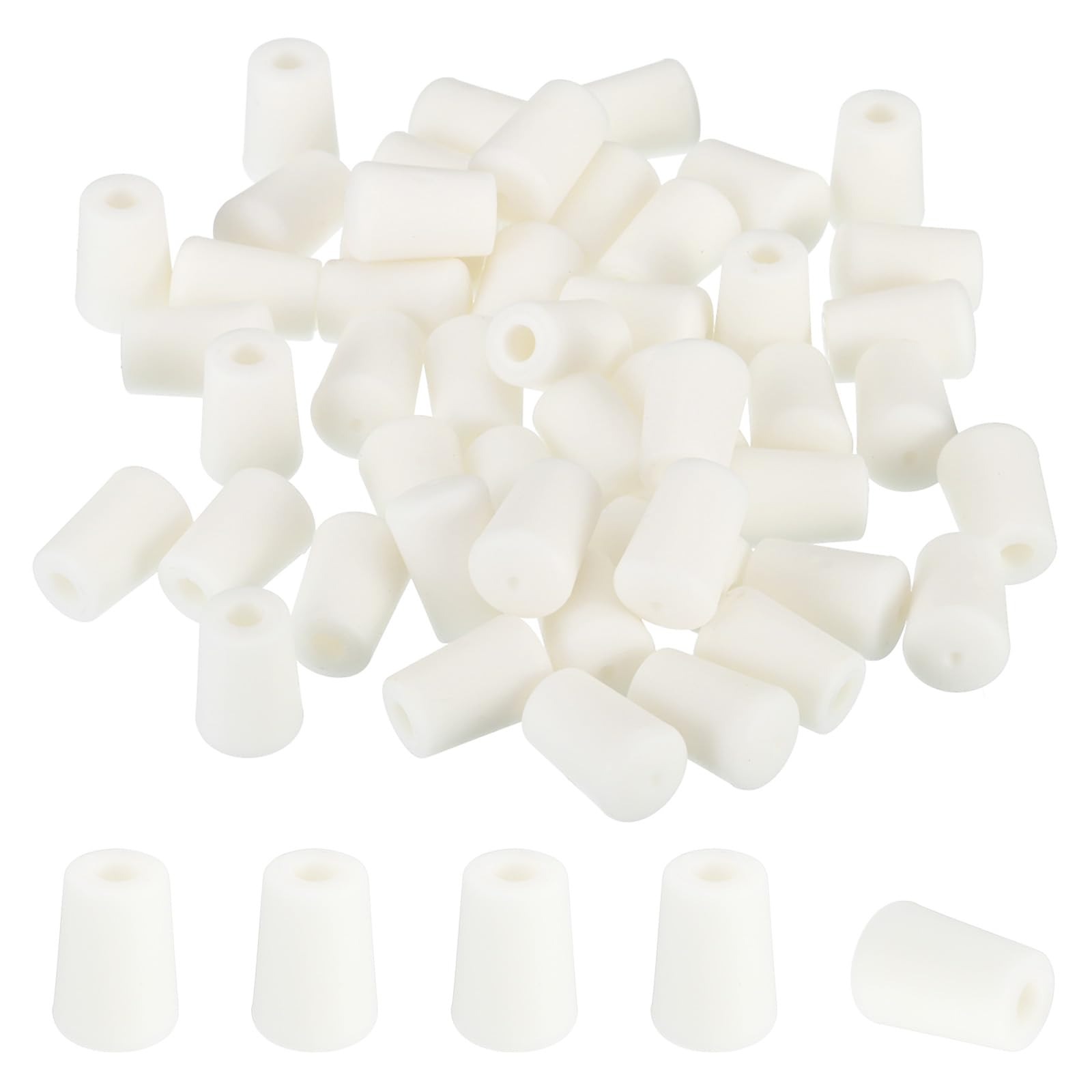 PATIKIL Kitchen Sink Rack Feet, 50 Pack 4mm IDx10mm OD Rubber Rack Bottom Protective Replacement Feet Wire Bumpers Protector for Sink Rack Bottom, White