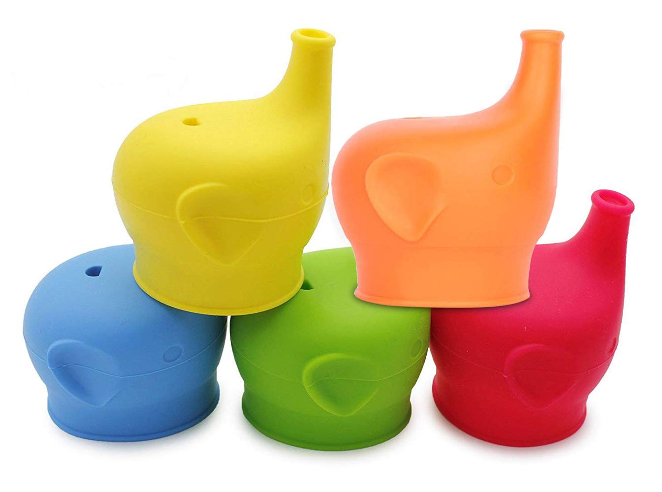 5Pcs Silicone Sippy Cup Lids Lovely Elephant Design Spill-Proof Silicone Kids Lids