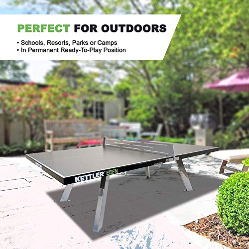 KETTLER Eden Weatherproof Stationary Outdoor Table Tennis Table with
