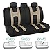 BDK Sport Series Rome Sport Beige Tan Seat Covers w/Split Bench & Tan Tattoo Carpet Mats Full Set