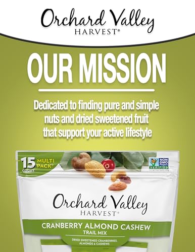 ORCHARD VALLEY HARVEST CRANBERRY ALMOND CASHEW TRAIL MIX, 1 OUNCE BAGS (PACK OF 15), CRANBERRIES, ALMONDS, AND CASHEWS, TRAIL MIX INDIVIDUAL PACKS, NON-GMO, NO ARTIFICIAL INGREDIENTS