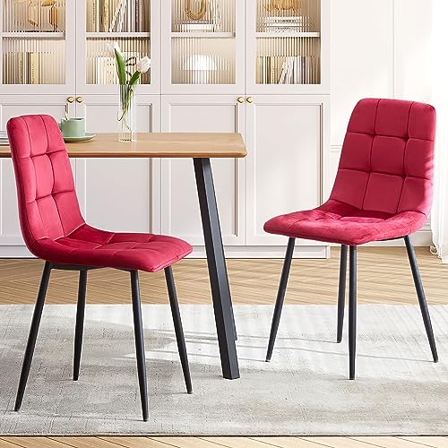 somedream Velvet Dinner Chairs Set of 6, Modern Armless Biscuit