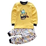 2pcs Toddler Boy Clothes Sets Baby Outfits Infant Pajamas Long Sleeve Shirt Pants(Yellow, 2T)
