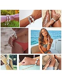 Tarsus Natural Cowrie Shell Bracelets Handmade Boho White Seashell Bracelet Gifts for Women Teen Girls 3 Pcs