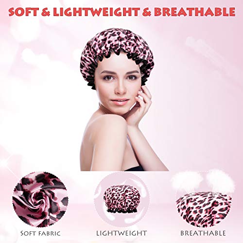 POPCHOSE Shower Cap, Large Shower Caps for Women Long Hair, Reusable