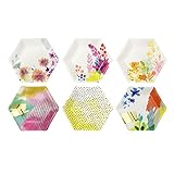 Talking Tables Fluorescent Floral Hexagonal Plates (12 Pack), Multicolor