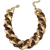 CETVLY Trendy Chunky Chain Link Choker Necklace for Women,Statement Big Collar Acrylic Beads Necklace Large Fashion Necklace Vintage Punk Boho Fashion Necklace Resin Light weight Handmade Jewelry