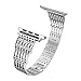 Secbolt Bling Bands Compatible with Apple Watch 38mm 40mm Iwatch Series 6/5/4/3/2/1/SE Stainless Steel Hollowed-out Replacement Wristband, Silver