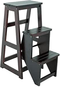 YLLN Taburete escalonado 3 pisos Madera maciza plegable Subir la