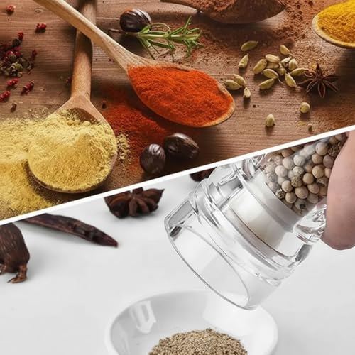 Moedor de Sal Grosso Pimenta do Reino e Especiarias Ajustável em Acrílico Transparente com Cerâmica Resistente Churrasco e Cozinha Diária