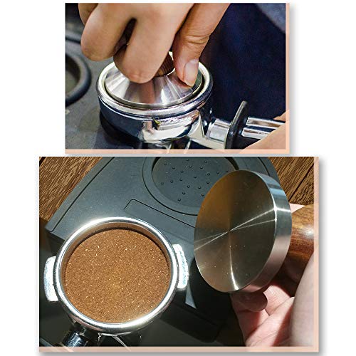 Kaffee Tamper 51mm Holz, Espresso Tamper Set Mit Avec Coussin en Silicone, Edelstahl Barista Tamper Presse 51mm Für… – Bild 7