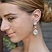 EVER FAITH Austrian Crystal Zircon Elegant Floral Teardrop Dangle Earrings Clear Silver-Tone