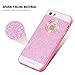 For Apple iPhone 5 5s SE Case, FLOVEME [Slim Fit] [Bing Diamond] Premium Ultra Thin 3D Handmade Luxury Sparkle Glitter Crystal Rhinestone Extra Grip Hard PC Shockproof Back Holder Cover - Pink
