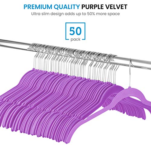 image for ZOBER Premium Velvet Shirt Hangers (50 Pack) Non Slip Clothes Hangers,