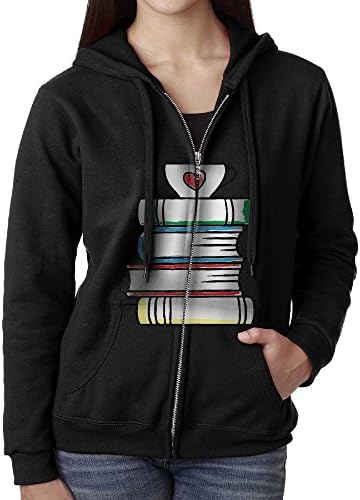Books and Coffee Cup With A Heart Women's Coat,Long Sleeve Zipper Hoody For Women