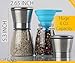 Luxury Salt and Pepper Grinder Set with Matching Stand - Upgraded Stainless Steel Salt Mill and Pepper Mill Shakers | Adjustable Ceramic Rotor | Easy Fill Blue Folding Funnel and an eBook by Meiry