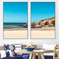 2 Piece Framed Canvas Wall Art Coastal Scenery Canvas Prints Home Artwork Decoration for Living Room,Bedroom - 16