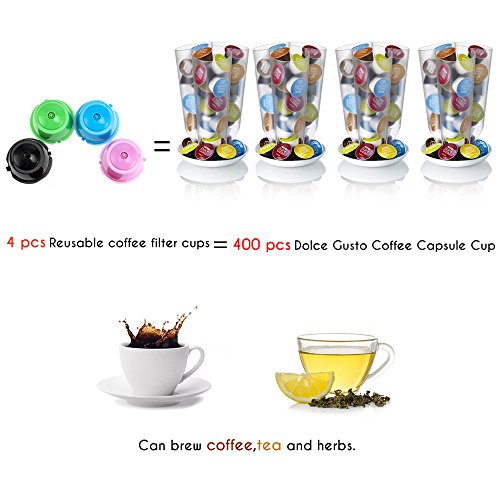 BRBHOM Colorful Dolce Gusto Refillable Capsules Pods Rusable Coffee Filters Set of 6