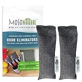 MOSO NATURAL Mini Air Purifying Bag Shoe Deodorizer. Odor Eliminator for Gym Bags, Sneakers and Sports Gear Charcoal Color 2 Pack