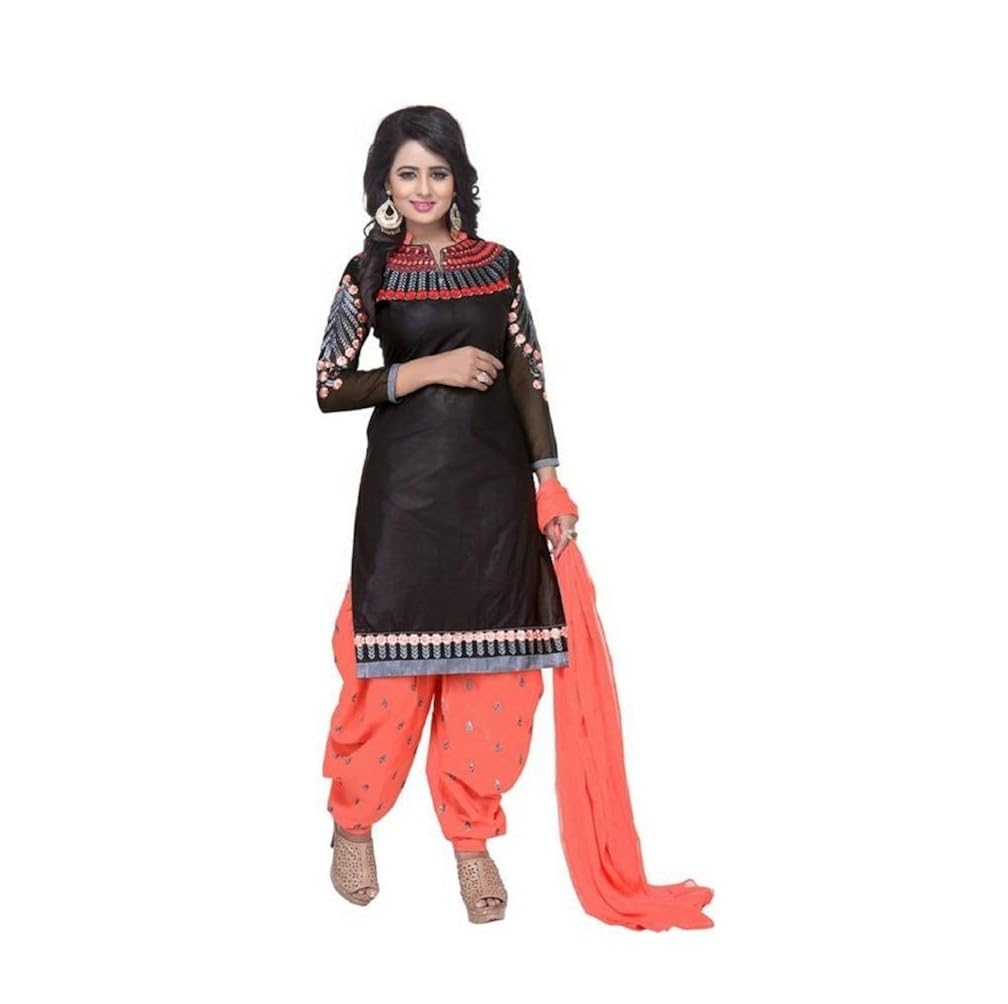 jiyan fashion patiyala cotton dress with salwar suit & dupatta set. (semi-stiched)