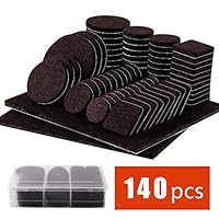 Felt Furniture Pads 140 Pcs - Self Adhesive Floor Protector Chair Pads Variety Pack - Wood Furniture Noise Reduction Bumpers & Protectors for Hardwood & Laminate Flooring