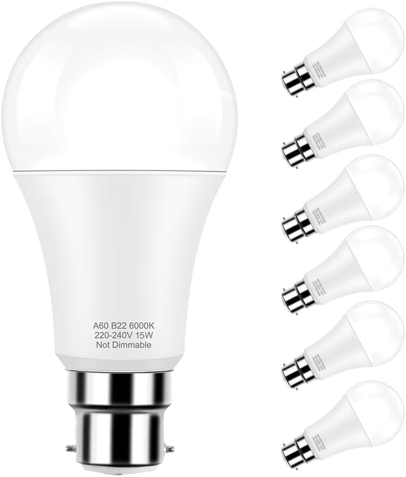 PURSNIC B22 LED Bulbs, 15W B22 Bayonet Light Bulbs Equivalent to 150W Incandescent Bulb