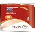Tranquility Premium ATN Disposable Briefs with Tabs, Overnight Protection Superabsorbent Core for Leak-Free and Full-Fit Comfort, X-Large 12ct Bag.