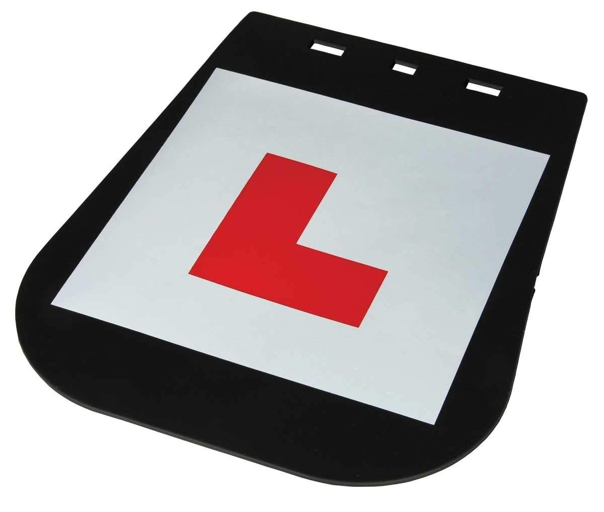 Motorcycle Mud Flap With L-Plate Learner Black Rubber With Fitting Kit Motorbike Scooter