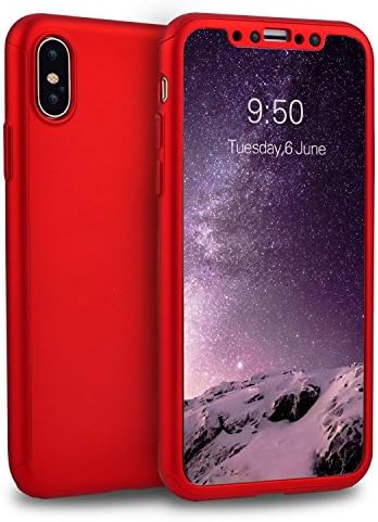 Ipaky iphone x case silicone Thin Fit Ultra Hybrid Slim Premium Tough PC and Flexible TPU Case Ultra for Apple iPhone X Ten (2017 Release) (red)