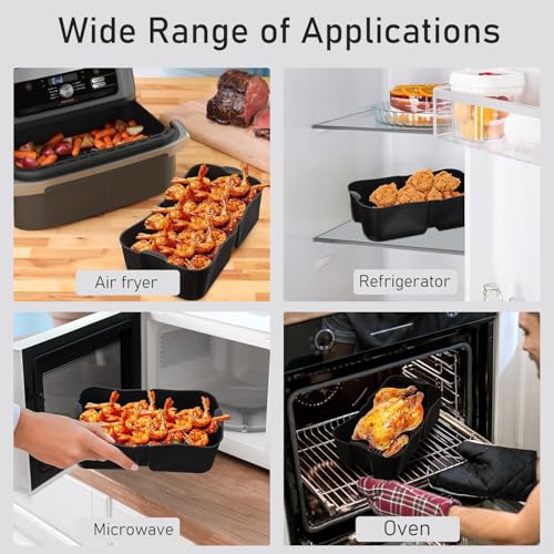 Silicone Air Fryer Molds for Ninja Foodi FlexDrawer AF500EU 10.4L COSORI Dual Blaze TwinFry 10L, Rectangular Air Fryer Accessories for Ninja AF500EUCP 10.4L