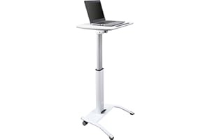 S STAND UP DESK STORE Stand Up Desk Store Pneumatic Adjustable Height Tilting Laptop Lectern Speakers Podium (White, 25.5" Wide)