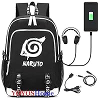 YOYOSHome Luminous Japanese Anime Cosplay Daypack Bookbag Laptop Bag Backpack School Bag with USB Charging Port (Naruto 2)