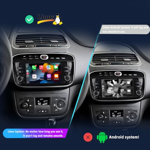 Car Radio with Wireles CarPlay & Android Car Radio for Fiat Linea Punto Evo 2012-2017 and Linea 2012-2015 with Stereo Touchscreen IPS/Bluetooth/FM/AM/USB