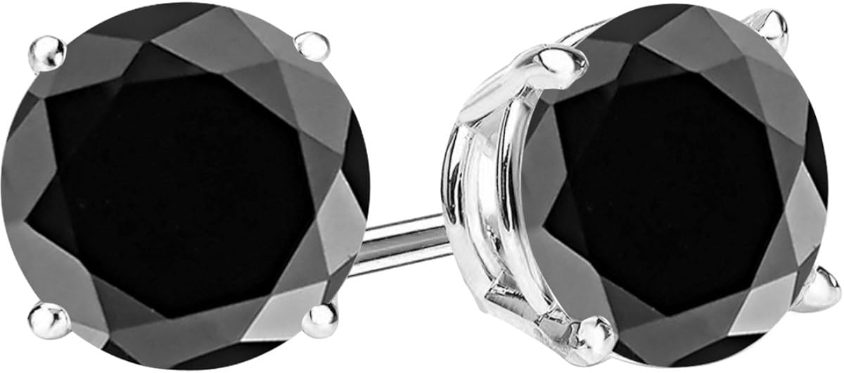 1/2 0.5 Carat Total Weight Black Diamond Solitaire Stud
