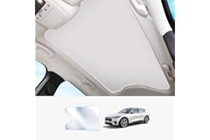 AKARIN Foldable Roof Sunshade Compatible for Ford Mustang Mach-E 2021–Present Accessories Upgraded Heat Reflective Car Interior Window Sunroof Sun Shade (Beige)