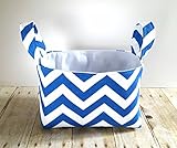 Fabric Storage Basket with Handles - Blue Chevron