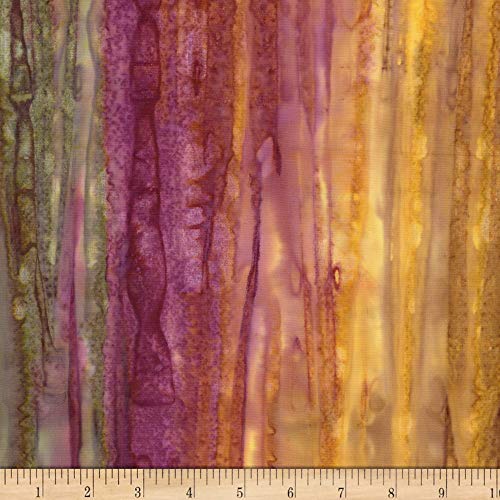 Textile Creations Semarang Indonesian Hand Dye Vertical Stripe Purple/Gold/Brown Fabric,