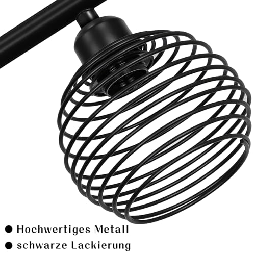 ZMH Vintage Ceiling Light Retro Pendant Lamp – Black Cage Design Light with 4 Lights Industrial Socket E27 Retro Ceiling Lighting for Kitchen Dining Room Bedroom Coffee Bar | Industrial Metal Design for Kitchen Dining Room Bedroom Cafe Bar