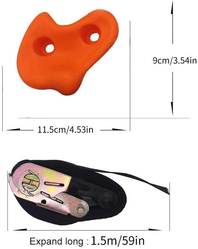 15 Ninja Tree Rock Climbing Holds for Kids and Adult Climber, with 6 Ratchet Straps, Climbing Rocks Rope Playset Set for Playground Equipment, Indoor and Outdoor Ninja Warrior Obstacle Course Training: Toys & Games