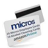 Micros Server Swipe Cards - 25 Card Pack + 10 Alcohol Cleaning Swipe Cards - AMAZON PRIME 2 DAY DELIVERY