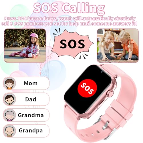 pmstuy 4G Smartwatch Children GPS Phone Watch Smartwatch Children WiFi Video Calling SOS Voice Chat Alarm Clock Games Waterproof Child Mobile Phone Gifts for Girl and Boy