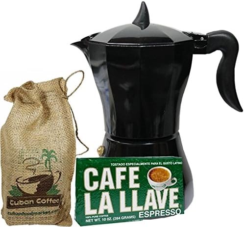 Espresso Coffee Maker 3 to 6 Cups .Includes Cafe La Llave10 oz Pack