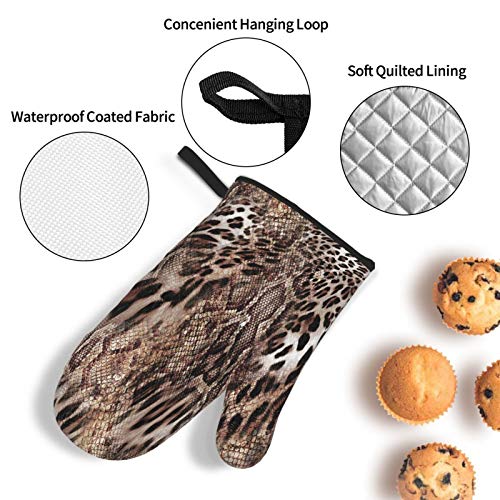 Juego de 4 Guantes y Porta ollas para Horno Resistentes al Calor Patrón de Efecto de Serpiente Leopardo para Hornear en… Juego de 4 Guantes y Porta ollas para Horno Resistentes al Calor Patrón de Efecto de Serpiente Leopardo para Hornear en… - Imagen 6