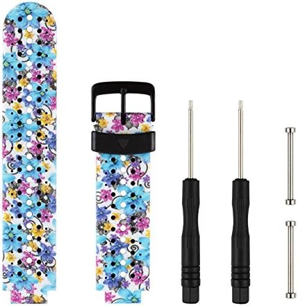 For Garmin Forerunner 235 Watch Band HONECUMI Replacement Silicone Watch Band Strap for Garmin Forerunner 220 / 230 / 620 / 630 / 735 Smart Watch (Pattern18)